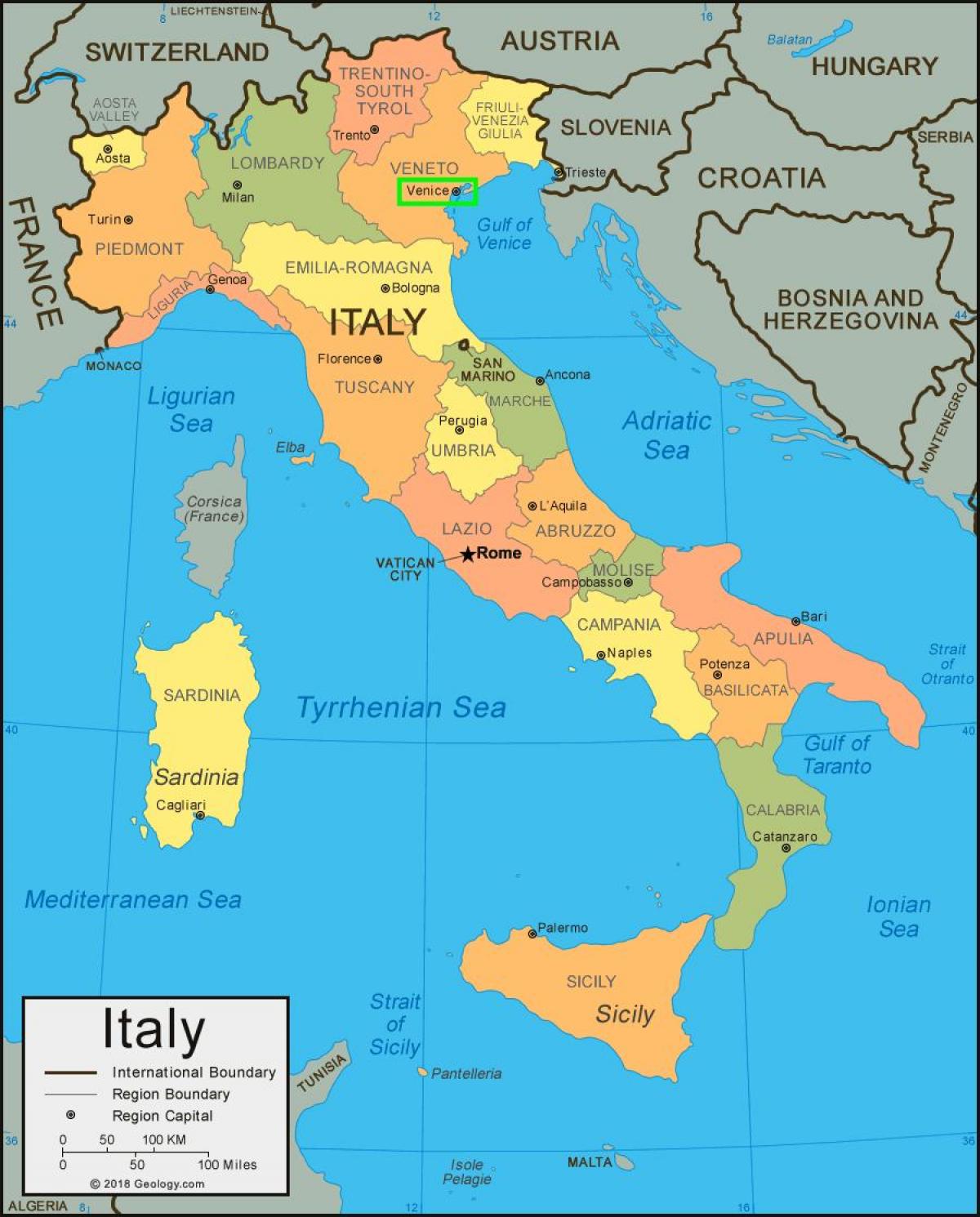 карта Венеции, Италия
