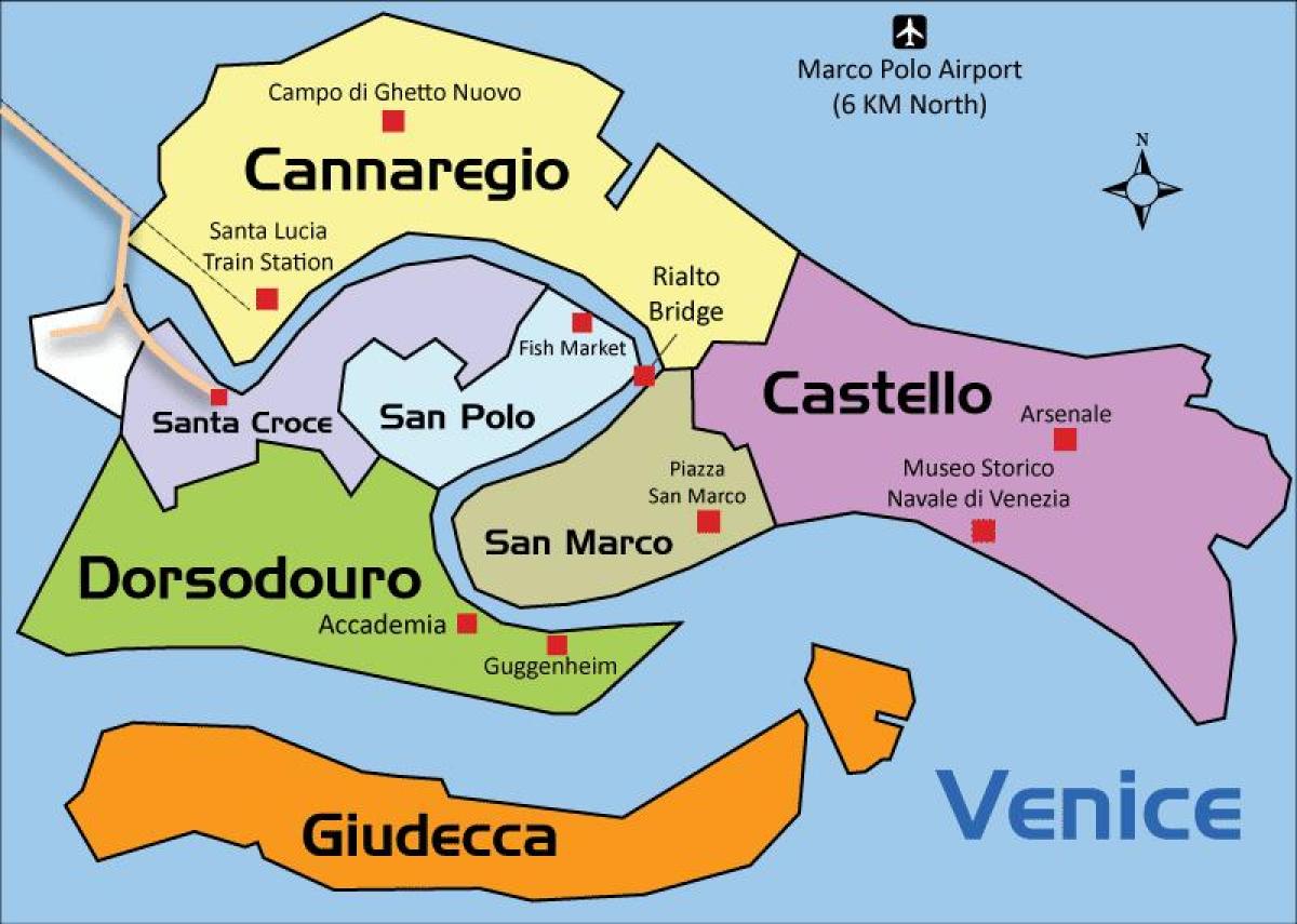 карта Венеции Италия районов