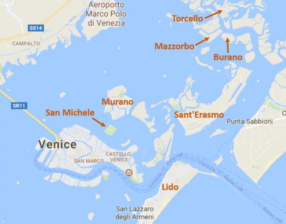 острова Венеции карте
