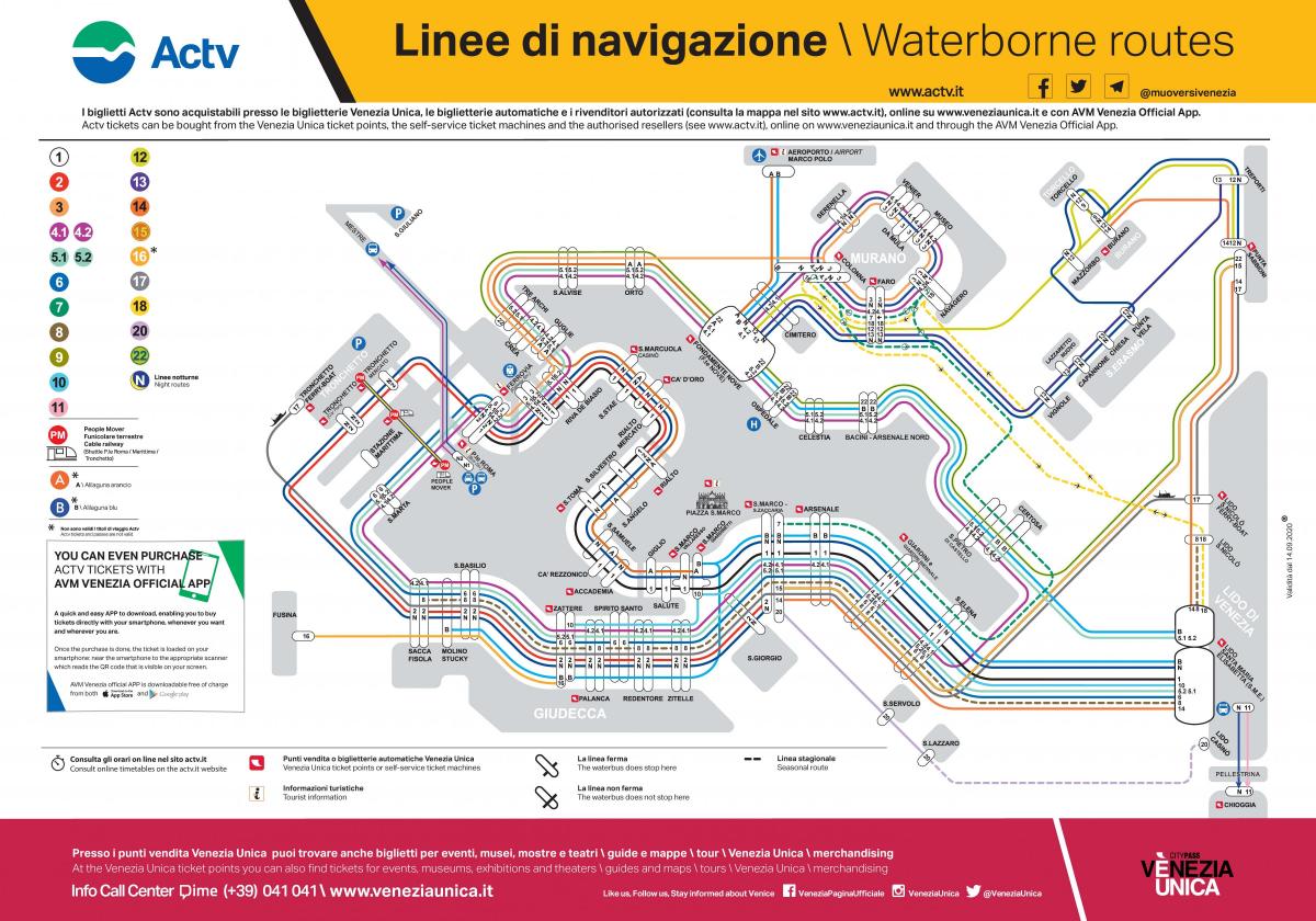 карту маршрутов вапоретто в Венеции